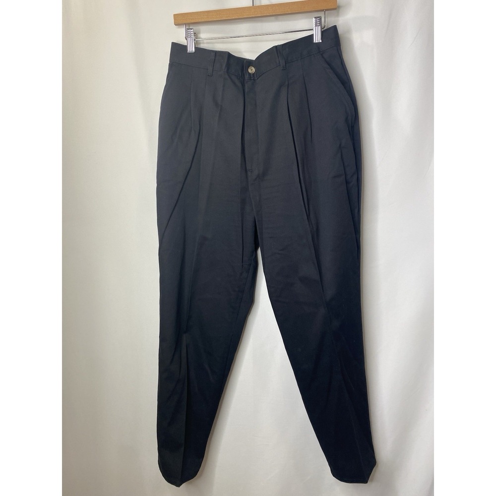 Vintage Chic Dress Pants Size 18 Pleated Tapered 80's Ladies Black 100% Cotton